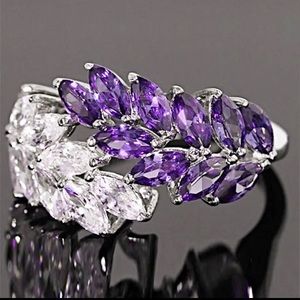 - Gorgeous silver ring size 7 Oliver branch with lavender Swarovski elemen…